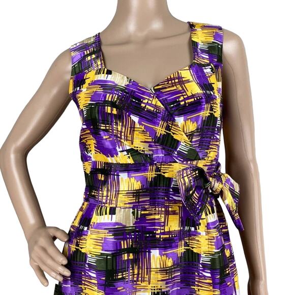 Alex Marie Multicolored Sweetheart Neck Sleeveless Bow Accent Sheath Dress 10P - Picture 2 of 7